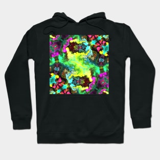 Psychedelic Hippie Square Green Pink and Purple Hoodie